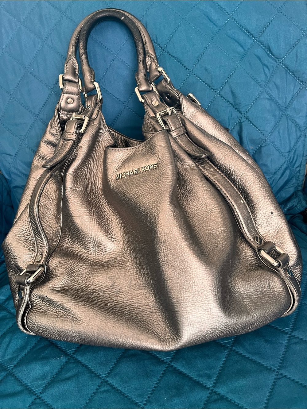 Michael Kors Metallic Bronze Leather Hobo Bag